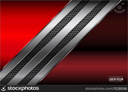 Red metal background with carbon fiber dark space vector illustration