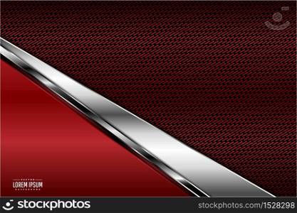 Red metal technology background with silver and carbon fiber dark space vector illustration