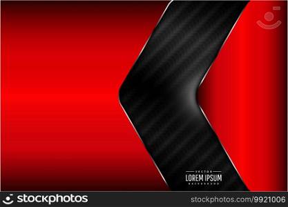 Red metallic technology background with arrow shape and carbon fiber texture dark space.