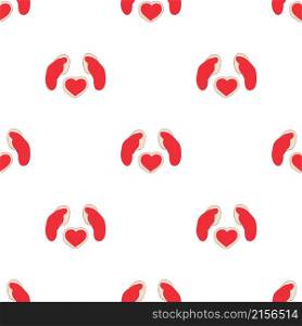 Red mittens and red heart pattern seamless background texture repeat wallpaper geometric vector. Red mittens and red heart pattern seamless vector