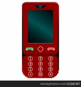 red mobile phone against white background, abstract vector art illustration