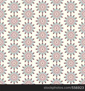 Red modern flower and arrow and rhomboid shape seamless pattern. Graphic bloom pattern for fashionable or classic design