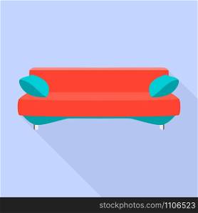 Red modern sofa icon. Flat illustration of red modern sofa vector icon for web design. Red modern sofa icon, flat style