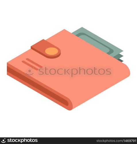 Red money wallet icon. Isometric of red money wallet vector icon for web design isolated on white background. Red money wallet icon, isometric style