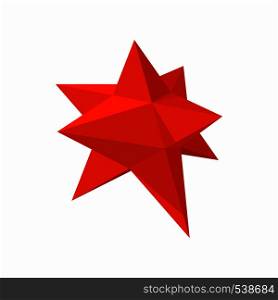 Red moravian star star icon in cartoon style on a white background. Moravian star star icon, cartoon style