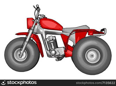 Red motorcycle, illustration, vector on white background.