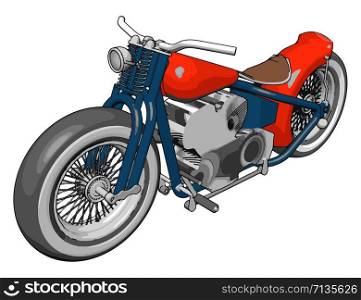 Red motorcycle, illustration, vector on white background.