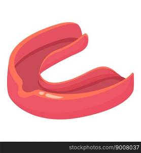 Red mouthguard icon cartoon vector. Boxing equipment. Teeth protect. Red mouthguard icon cartoon vector. Boxing equipment