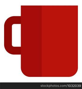 Red mug cup icon. Flat illustration of red mug cup vector icon for web design. Red mug cup icon, flat style