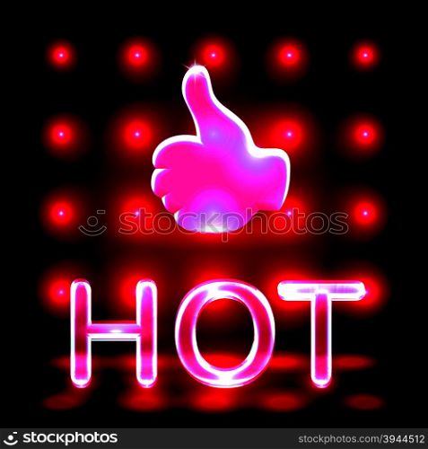 Red neon hot like over shining red background