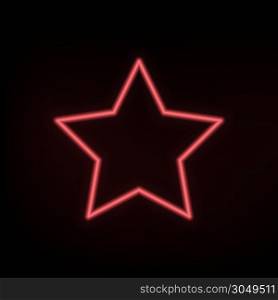 Red neon star on black background. Illustration for design and decoration