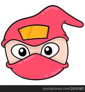 red ninja head with suspicious face