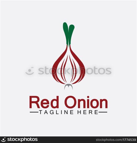 Red onion logo vector icon illustration design template
