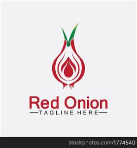 Red onion logo vector icon illustration design template
