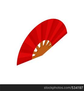 Red open hand fan icon in isometric 3d style on a white background. Red open hand fan icon, isometric 3d style