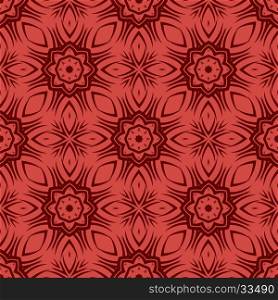 Red Ornamental Seamless Line Pattern. Endless Texture. Oriental Geometric Ornament. Red Ornamental Seamless Line Pattern