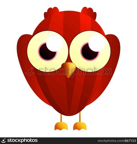 Red owl icon. Cartoon of red owl vector icon for web design isolated on white background. Red owl icon, cartoon style