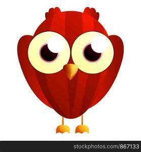 Red owl icon. Cartoon of red owl vector icon for web design isolated on white background. Red owl icon, cartoon style