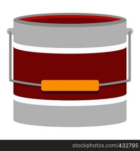 Red paint bucket icon flat isolated on white background vector illustration. Red paint bucket icon isolated