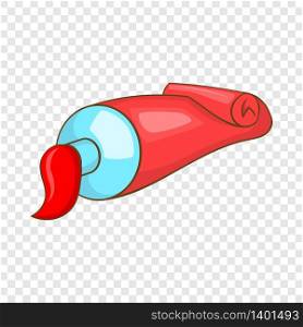 Red paint tube icon. Cartoon illustration of red paint tube vector icon for web design. Red paint tube icon, cartoon style