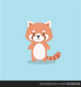 Red Panda Cartoon Character. Cute little Red Panda vector illustration for kids, children&rsquo;s book, fairy tales, covers, baby shower invitation, card or t-shirt textile.