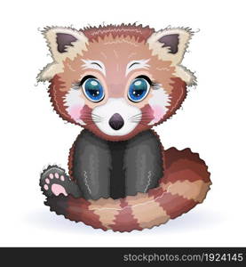 Red panda, cute character with beautiful eyes, bright childish style. Rare animals, red book, cat, bear.. Red panda, cute character with beautiful eyes, bright childish style. Rare animals, red book, cat, bear