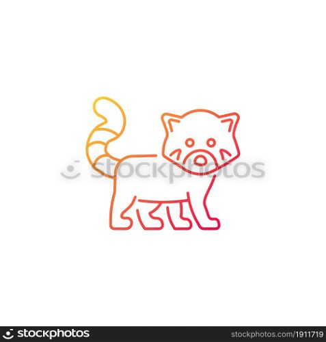 Red panda gradient linear vector icon. Wildlife in Nepal. Endangered species. Lesser panda living in mountains. Thin line color symbol. Modern style pictogram. Vector isolated outline drawing. Red panda gradient linear vector icon
