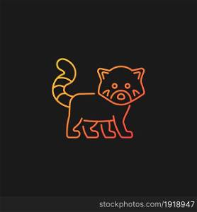Red panda gradient vector icon for dark theme. Wildlife protection in Nepal. Endangered species. Lesser panda. Thin line color symbol. Modern style pictogram. Vector isolated outline drawing. Red panda gradient vector icon for dark theme