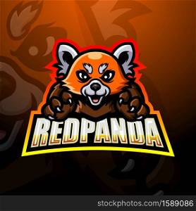 Red panda mascot esport logo design