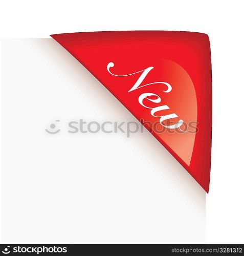 Red paper corner with shadow and white paper square