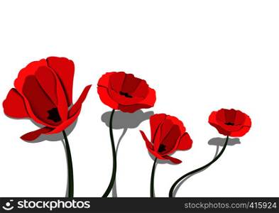 Red Paper Flowers on White Background