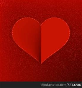 Red paper heart Valentines day card. + EPS10 vector file