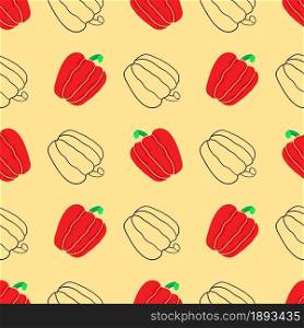Red paprika repeat pattern. vector illustration seamless textile template