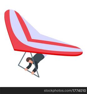 Red paraglider icon. Isometric of Red paraglider vector icon for web design isolated on white background. Red paraglider icon, isometric style