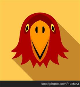 Red parrot head icon. Flat illustration of red parrot head vector icon for web design. Red parrot head icon, flat style