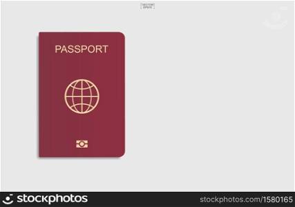 Red passport on white background. Vector illustration.