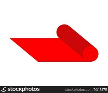 Red path isolated. Red carpet on roll. Vector illustration 