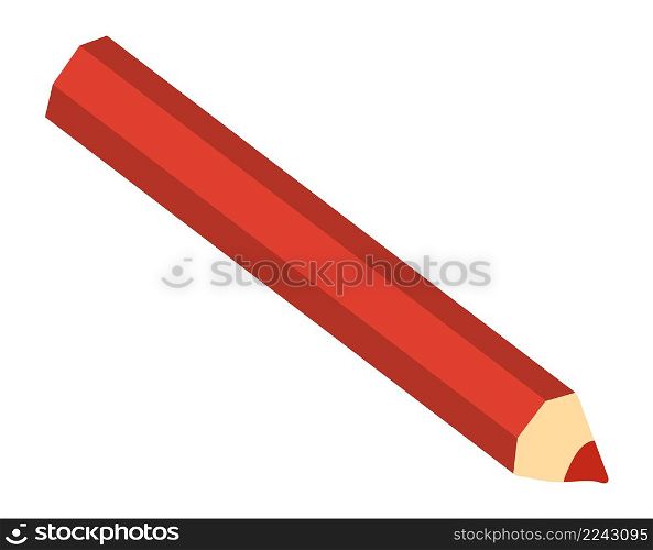 Red pencil. Cartoon painting tool. Child crayon isolated on white background. Red pencil. Cartoon painting tool. Child crayon