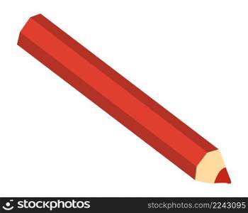 Red pencil. Cartoon painting tool. Child crayon isolated on white background. Red pencil. Cartoon painting tool. Child crayon