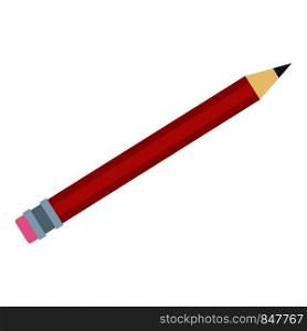 Red pencil icon. Flat illustration of red pencil vector icon for web design. Red pencil icon, flat style