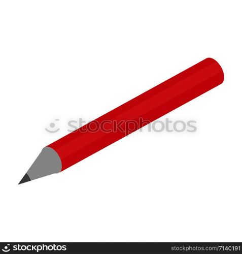 Red pencil icon. Isometric of red pencil vector icon for web design isolated on white background. Red pencil icon, isometric style