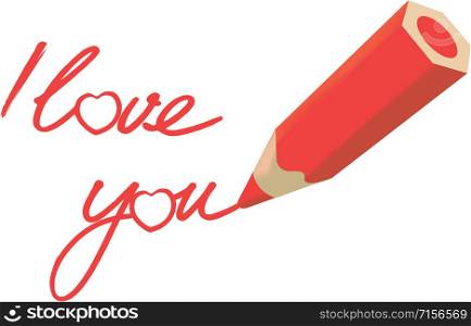 red pencil writes I love you on the sheet