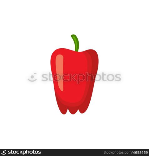 Red pepper on a white background. Vegetables, vitamins, healthy food. Diet, vegetarianism. Vector