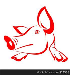 Red pig on a white background - vector