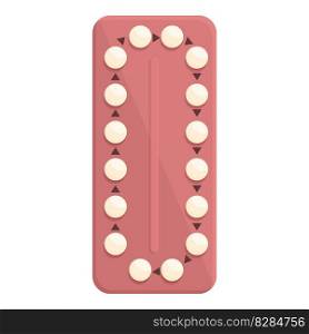 Red pill blister icon cartoon vector. Birth control. Health pack. Red pill blister icon cartoon vector. Birth control