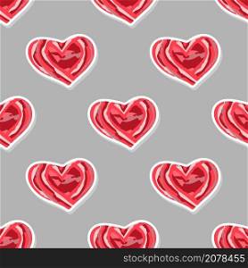Red pink hearts on a gray background. Red hearts. Seamless geometric vector pattern. Happy valentine day background. Valentines day attributes. . Red pink hearts on a gray background. Red hearts.