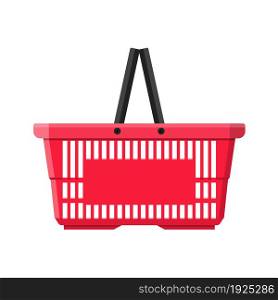 Red plastic shopping basket. vector illustration in flat style. Red plastic shopping basket.
