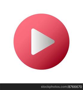 Red play button. Round shape. Vector illustration. Stock image. EPS 10.