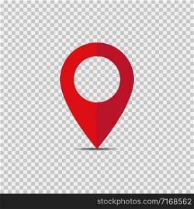 Red pointer vector isolated location isolated element on transparent background. Location marker button. Map pointer sign. Red location pin, map pointer icon. EPS 10