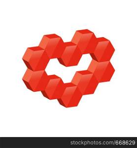 red polygonal heart on a gray background. red polygonal heart
